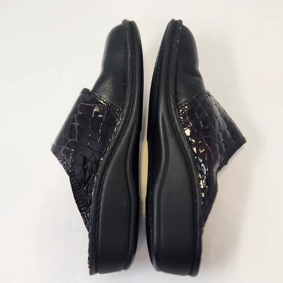 Finn Comfort Aussee Black Brown Croc Leather Mule Clog Women Size 38D US 7.5 - Picture 7 of 8